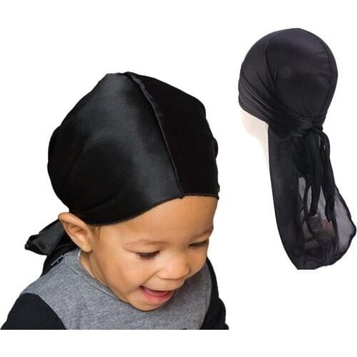 New Silky Headwear Hair Caps Turban Hat Outside Stitch Child Boys Kids Silk Waves Cap Headband Night Sleeping Hair Accessories