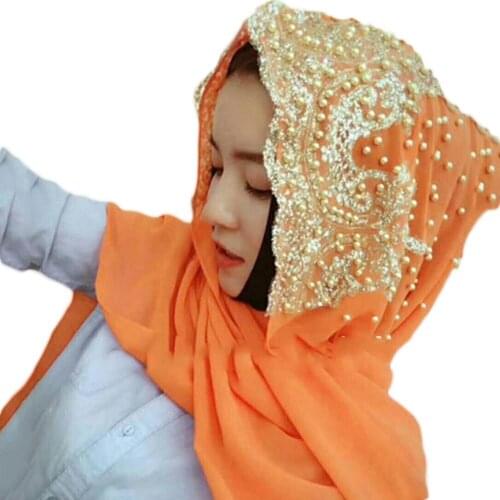 Fashion Women Bead Decor Islam Muslim Ramadan Hijab Wrap Shawl Scarf Accessory Beading accessory breathable and lightweight gift