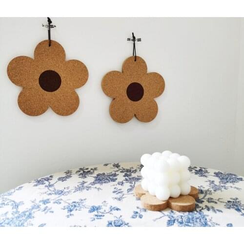 INS Hanging Cork Wood Flower Shape Cup Coaster Kitchen Decoration Heat Resistant Table Mat Wine Dish Drink Mug Coasters