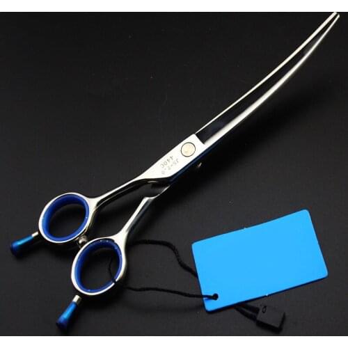 Custom logo 7 Inch left hand Cutting Scissors Shears hair Curved scissors Hairdressing Pet Scissors Two-tail Dogs Cats grooming