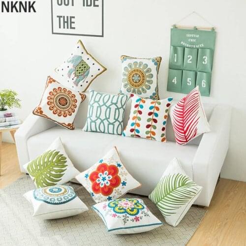 Simple Nordic Vintage Embroidery Pillow case Cushion Cover Ethnic National Handmade Flower Embroidered Boho Home decor
