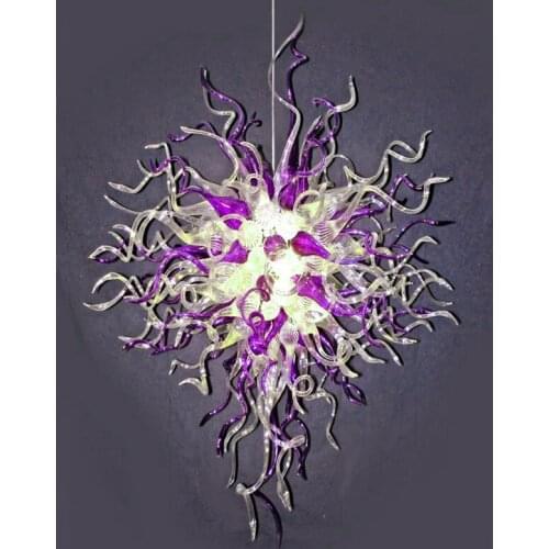 Luxury American Pendant Lamp Purple Clear Color Restaurant Light Creative Bar Table Hand Blown Glass Chandelier LED 70 by 90 CM