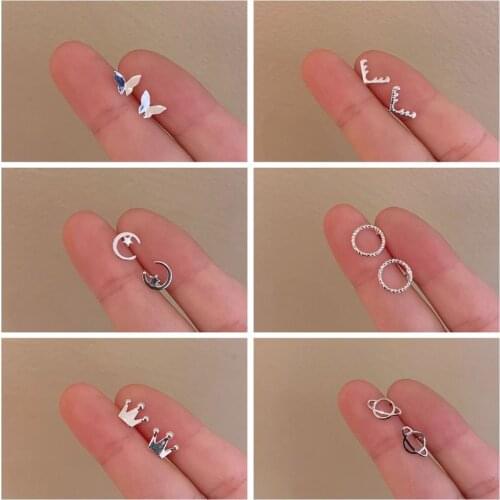 Fashionable Simple Earrings Female Ear Stick Ear Hole Simple And Small Hypoallergenic Personality clover