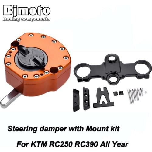 BJMOTO Motorcycle CNC Steering Damper Stabilizer & Mounting Bracket For RC250 RC390 RC 250 390 All Year
