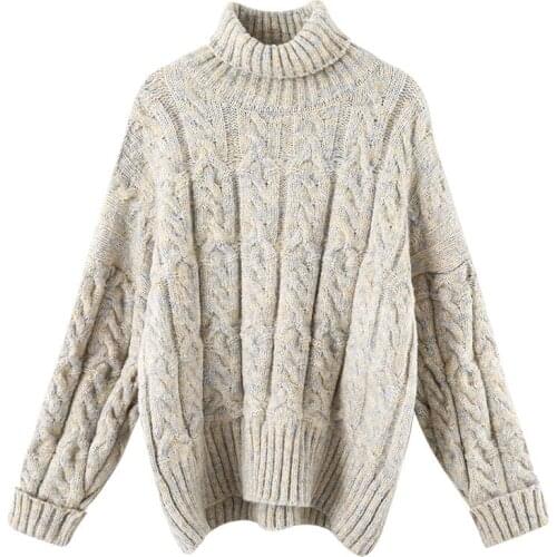 Women Turtleneck Sweaters Autumn Winter 2020 Pull Jumpers European Casual Twist Warm Sweaters Female Cropped Sweater Pull