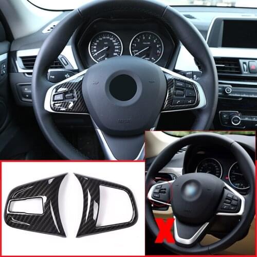 Carbon fiber For BMW 2 series 218i f45 F46 X1 F48 2016-2019 ABS Chrome Steering Wheel Button Cover Trim Car Accessories For LHD