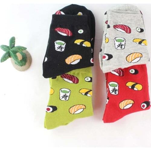 Funny Socks Harajuku Sushi Cartoon Design For Women Girls Socks Japanese Crew Socks Novelty Life Mujer Calcetines Sokken Hot