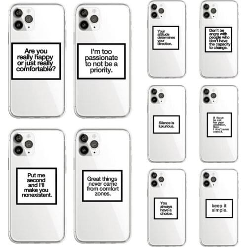 Positive Good Vibe Happy Trust Funny Phone Case Transparent for iPhone 11 12 mini pro XS MAX 8 7 6 6S Plus X 5S SE 2020 XR