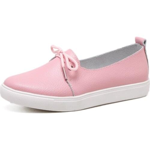Flat Shoes Women 2020 Spring and Summer Lace Up Leather Womens Shoes Female Flat Nurse Students Flat Comfortable Womens Shoes