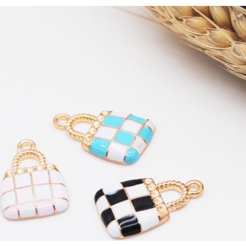 10pcs/lot Fashion Alloy Lady Bag Shaped Enamel Charms Pendant Fit DIY Bracelet Necklace Jewelry Accessory DIY Craft 13*21mm