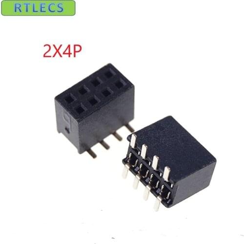 100pcs 2x4 P 8 pin 1.27mm Pitch Pin Header Female dual row SMT straight Surface Mount PCB Rohs Lead free