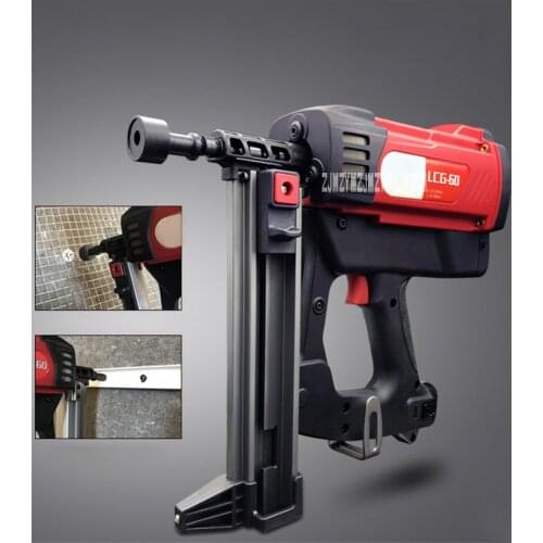 2000mAh Rechargeable Lithium Electric Nail Gun Woodworking Tool Nail Gun Doors Window Wire Slot Nailing Gas Nail Gun 220V LCG-60