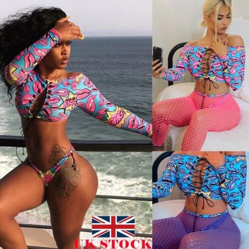 2019 women Swimwear Sexy one piece Fishnet swimsuit Print swim suit thong Lips Off Bathing suit female Monokini