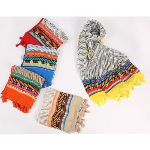 2021 Fashion Newest Printed Pattern Cotton Voile Tassel Scarf Shawls Wraps Hijabs 5Colors 10pcs/lot
