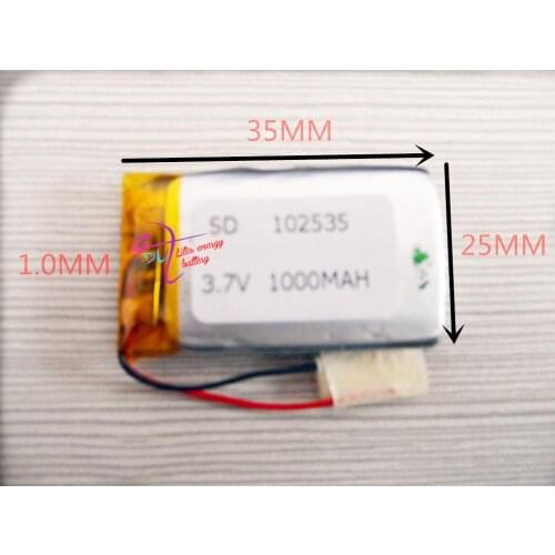 3.7V polymer lithium battery 102535 MP3 MP4 1000MAH wireless earphone speaker