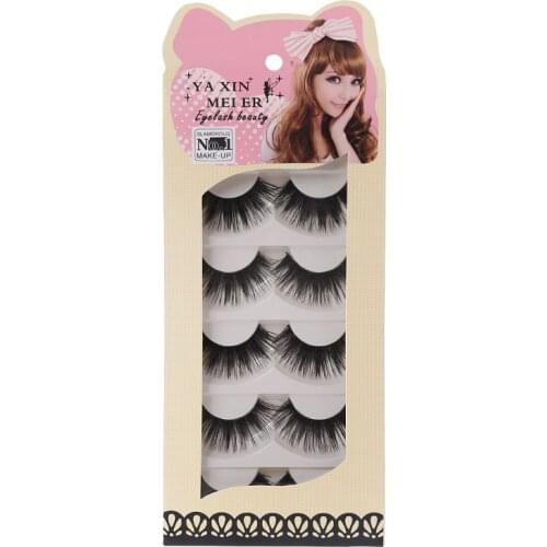 5 Pairs Makeup Long Black Natural Handmade Thick Soft False Eyelashes Eye Lashes