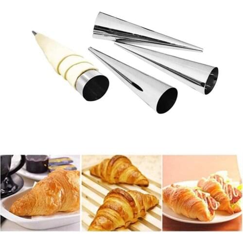 5Pcs Conical Tube Cone Roll Moulds Spiral Croissants Molds Cream Horn Mould Pastry Maker Cookie Dessert Tools Baking Accessories