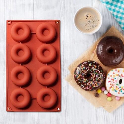 8 Cavity Donuts Mold Non Stick 3D Baking Dessert Non Stick Moulds Heat Resistant Reusable Bakery Pan Kitchen Tools