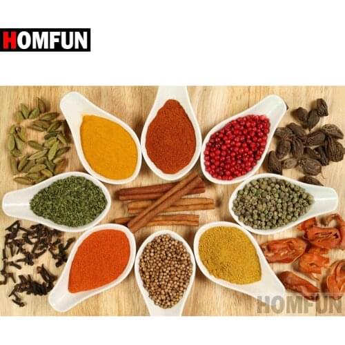 HOMFUN Full Square/Round Drill 5D DIY Diamond Painting "Kitchen seasoning" 3D Diamond Embroidery Cross Stitch Home Decor A18659
