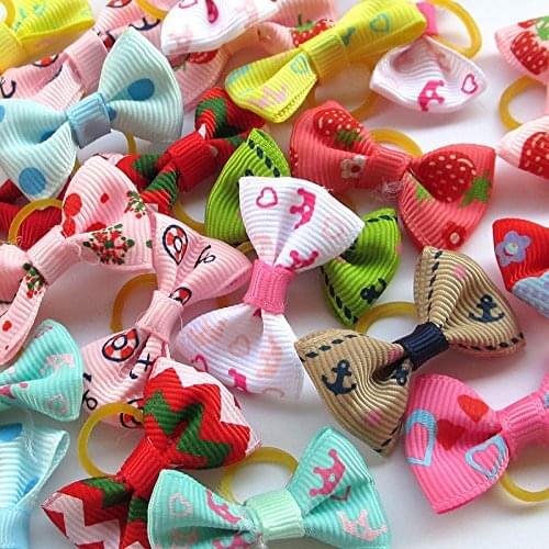 5/20/50pieces Cute Ribbon Puppy Medium Small Dog Hair Bows random Colors Pet Hair Accessories Pentagram Flower Pattern Dog Bows