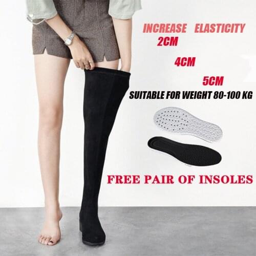 Boots Female Women Shoes Fashion Autumn Slim Flat Thigh High Boots Platform Slim Thick Sole Slip On Chunky Heel Boots Ankle 45