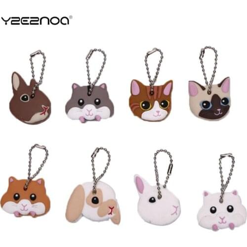 Hot Selling Silicone Key Ring Cap Head Cover Keychain Case Shell Cat Dog Animals Shape Lovely Jewelry Gift