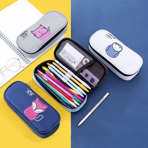 Large Capacity Oxford Cloth Pencil Case Animal Prints Style Zipper Student Pen Bag For Girl Boys Stationery Pouch