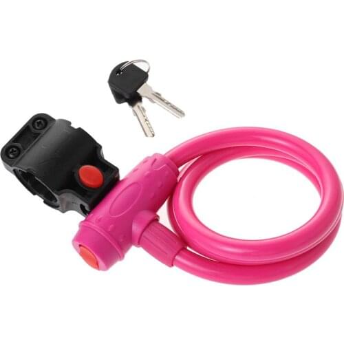 Colorful Bicycle Lock Bike Cable Locks Road Bike Cycling Mountain Bike padlock Anti-Theft Chain Lock(Pink)