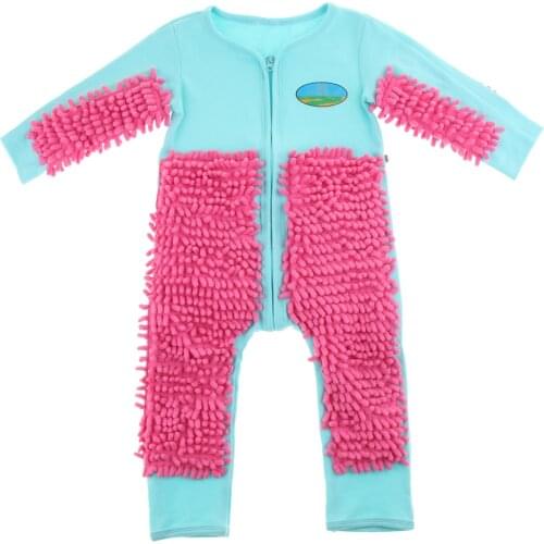Baby Mop Romper For Boys Girls Clothes Long Sleeve Crawling Jumpsuit Infant Cleaning Mop Suit