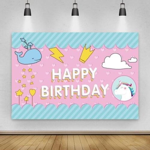 Unicorn Baby Shower 1st Birthday Backdrops For Girls Cute Shark Sweetheart Party Backgrounds For Photo Studio Photocall