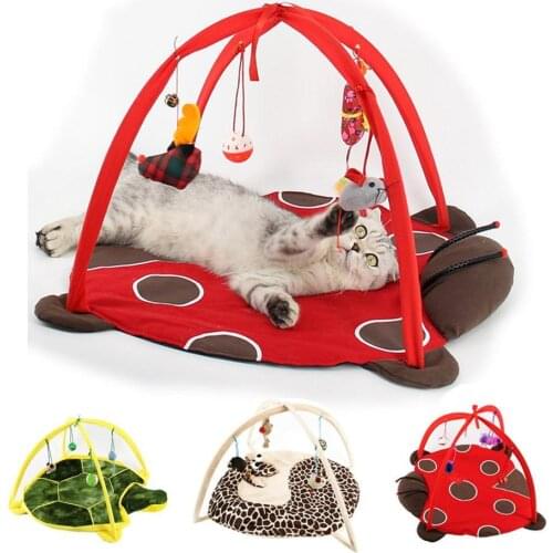 52x35cm Cat Play Mat Cat Tent Activity Center with Hang Cat Toys Balls Mice Outdoor Pets Bed Play Tent for Cat