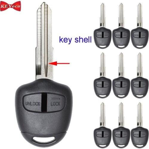 KEYECU 10pcs for Mitsubishi Pajero Triton Lancer Evo Replacement Remote Car Key Shell Case Fob Housing Cover Left Blade