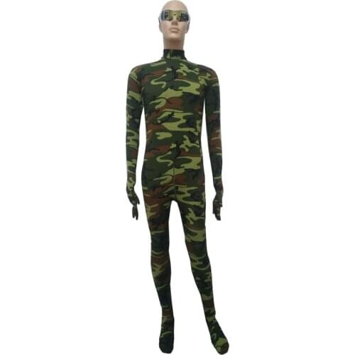 Halloween cosplay army greencolor unisex tights jumpsuit spandex Bodysuit Zentai Suits Fancy without hood
