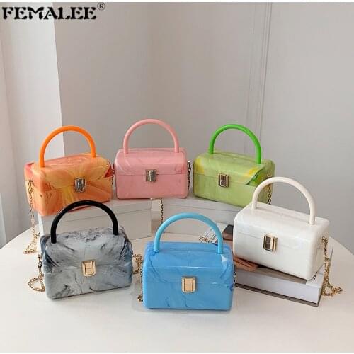 Korean New Fashion Acrylic Handbags Luxury Women Designer Box Shoulder Crossbody Purses Candy Color Mini Chic Girls Tote Bolsa