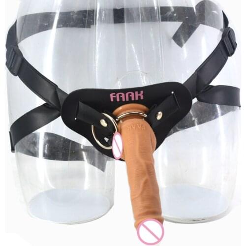 Lesbian Leather Strap On Dildo Soft Silicone Realistic Penis Harness Pants Adult Game Sex Toys For Women Couples Sex Shop