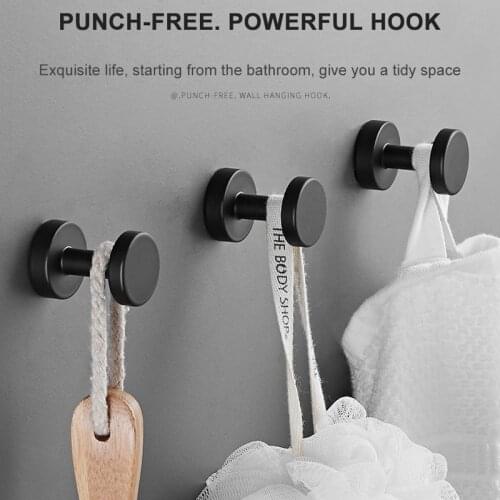 Towel Hook Aluminium Alloy Coat Rack Wall Mounted Clothes Hooks Black White Hooks Of Bedroom For Kitchen Bathroom Accessories