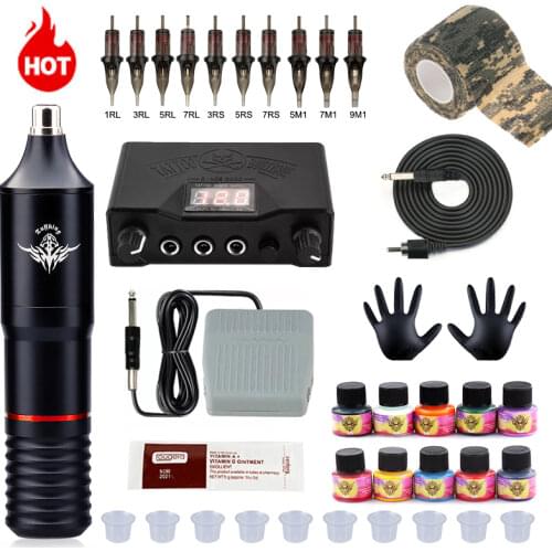 Tattoo Rotary Gun Set LCD Power Permanent Makeup Strong Motor Rotary Tattoo Machine Pen High Quality Needles Cartridges Supply