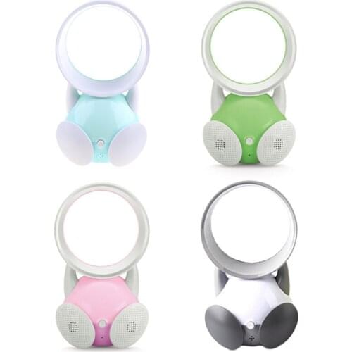 Cute Cartoon Bladeless Quiet Mini Fan Portable Desktop Air Coolers USB Charging Smart Personal Cooling Tool for Summer