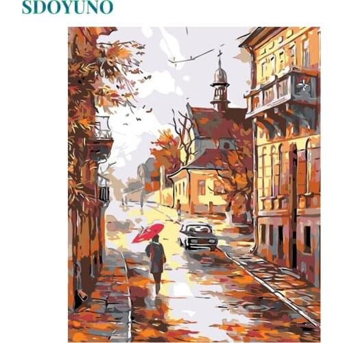 SDOYUNO 60x75cm Paint By Numbers Kits Street DIY Painting By Numbers On Canvas Landscape Frame Digital Hand Painting Home Decor