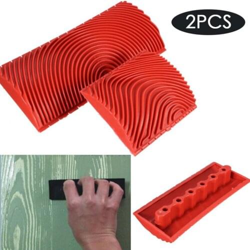 2pcs Wood Graining DIY Tool Set Imitation Wood Graining Pattern Wall Texture Art Rubber Grain Painting Tool Home Decoration