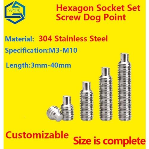 Hex Socket Set Screw Dog Point Grub Convex End Screw Hexagon Socket Set Screws With Dog Point Convex End Set Screw DIN915