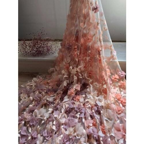 Latest design 3d flower African French net Lace Fabric SYJ-11127 High Quality 3d flower lace fabric