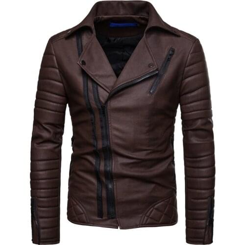 2021 brand new mens zipper decoration fashion trend press cotton warm locomotive leather jacket