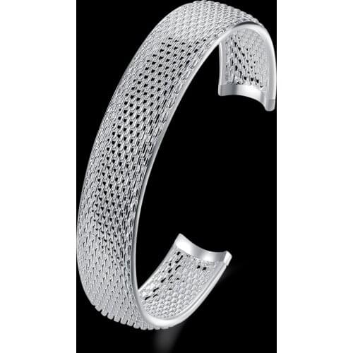 New 925 Sterling Silver elegant net bangles Bracelets for Women adjustable Jewelry Fashion Party Girl student Christmas Gifts