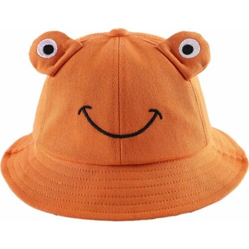 Toddler Kids Cartoon Frog Embroidery Wide Brim Sun Bucket Hat with Chin Strap