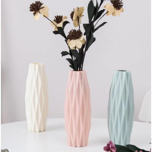 Origami Plastic Vase White Imitation Ceramic Flower Pot Flower Basket Flower Vase Decoration Home Nordic Decoration