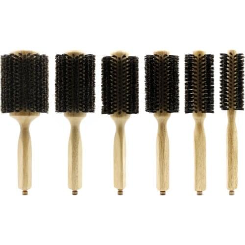 Professional Pure Bristle Brush Removable Detachable Hairdressing Salon Round Brush Hair Brushes Hair Styling