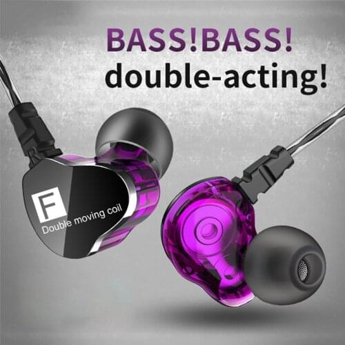 QKZ CK9 Dual Moving Coil Heavy Bass HiFi Microphone In-ear Sports Earphones for iPhone Samsung Universal Phone Headset