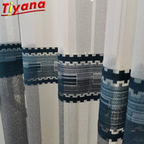 Luxury Chinese Geometric Dark Blue/Light Coffee Stitching Curtain for Living Room High quality Window Drapes Can Be Customize#VT