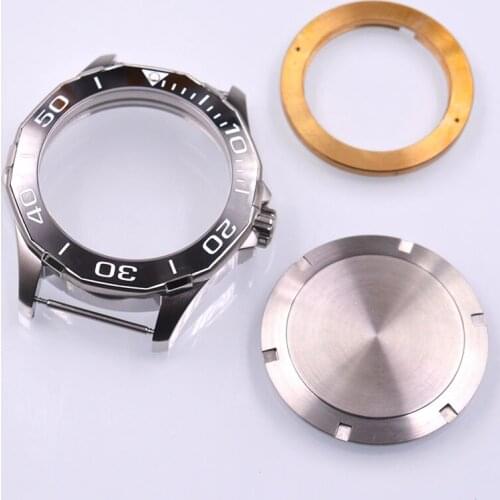 44mm Sapphire Glass fit ETA 2824 2836 Miyota 8205 8215 Black ceramics Bezel Watch Case